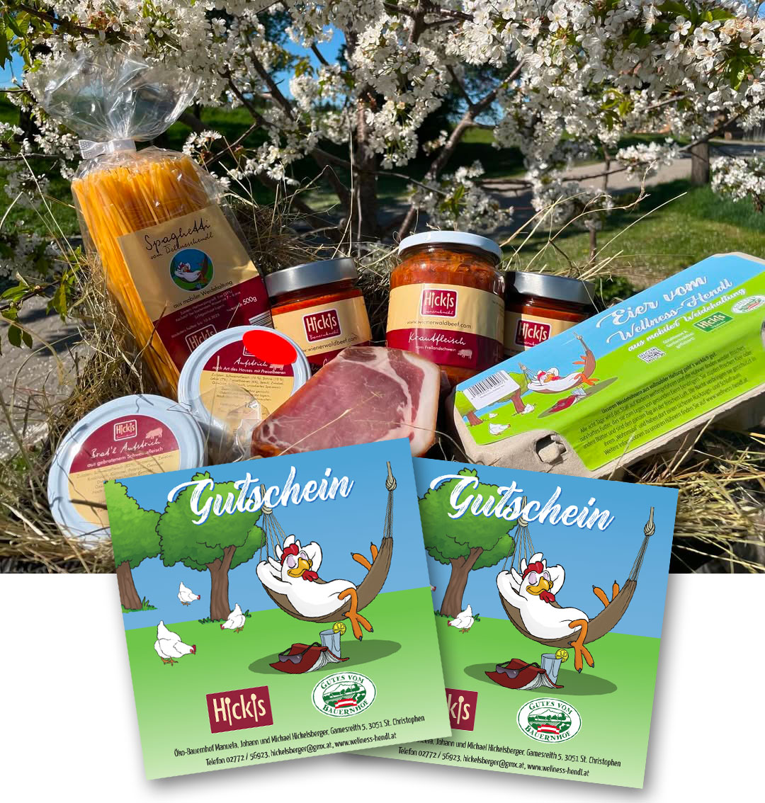 Geschenkskörbe und Gutscheine